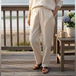 Vintage St. Michael Plus Sz 16 Cotton Casual Pull On Ivory Pants